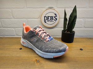 Skechers Arch Fit Comfy Wave - Grey & Coral